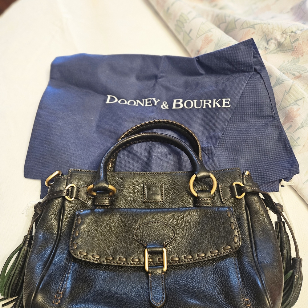 Dooney & Bourke Black Satchel with Gold Accents